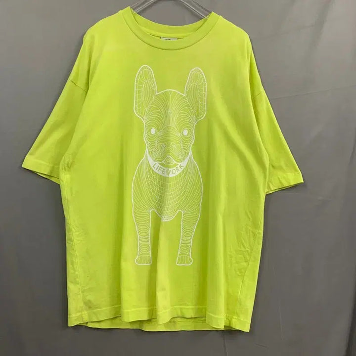 [BUNJANG] Life Work Big Radok Printing Fluorescent Short Sleeve T-shirt / M 라이프워크 빅 라독 프린팅 형광 반팔티