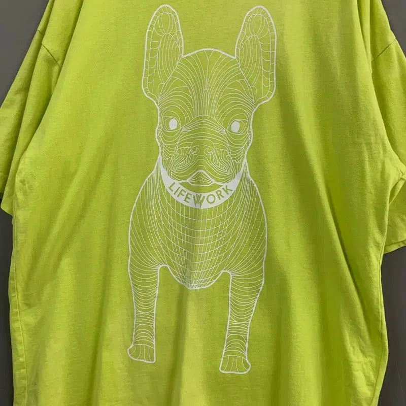 [BUNJANG] Life Work Big Radok Printing Fluorescent Short Sleeve T-shirt / M 라이프워크 빅 라독 프린팅 형광 반팔티