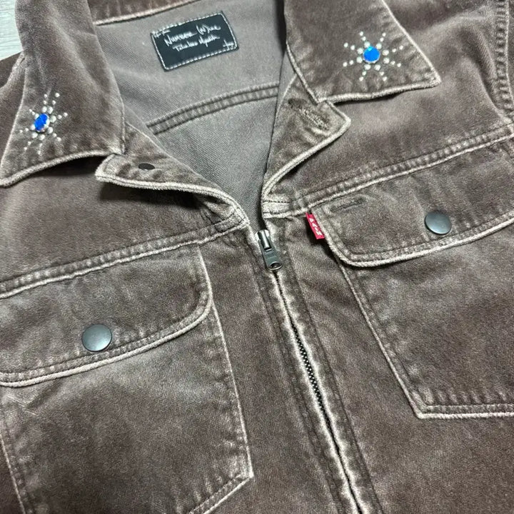 [BUNJANG] Number (N)ine 03AW Gemstone Studded Velour Trucker Jacket / 넘버나인 / 03aw 잼스톤 스터드 비즈 트러커 자켓 / 2