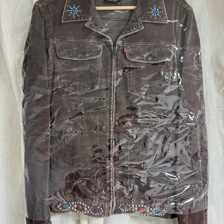 [BUNJANG] Number (N)ine 03AW Gemstone Studded Velour Trucker Jacket / 넘버나인 / 03aw 잼스톤 스터드 비즈 트러커 자켓 / 2
