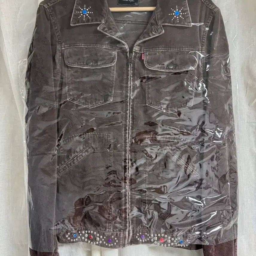 [BUNJANG] Number (N)ine 03AW Gemstone Studded Velour Trucker Jacket / 넘버나인 / 03aw 잼스톤 스터드 비즈 트러커 자켓 / 2