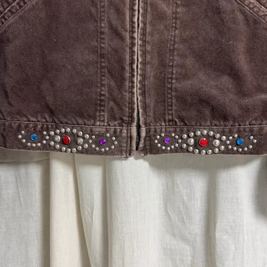 [BUNJANG] Number (N)ine 03AW Gemstone Studded Velour Trucker Jacket / 넘버나인 / 03aw 잼스톤 스터드 비즈 트러커 자켓 / 2