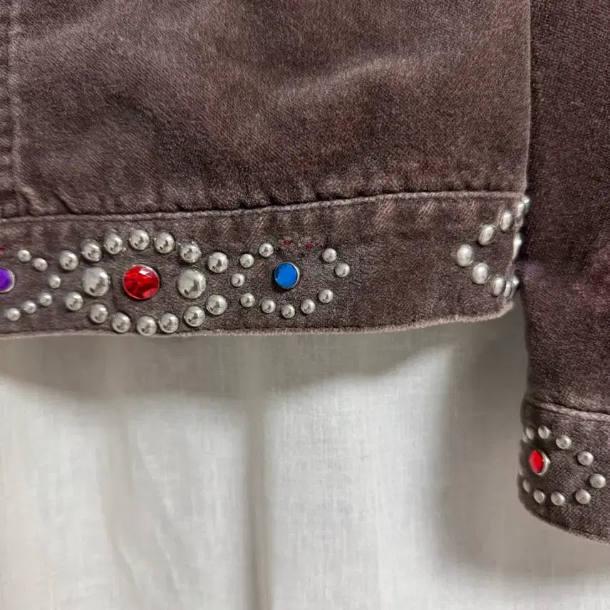 [BUNJANG] Number (N)ine 03AW Gemstone Studded Velour Trucker Jacket / 넘버나인 / 03aw 잼스톤 스터드 비즈 트러커 자켓 / 2