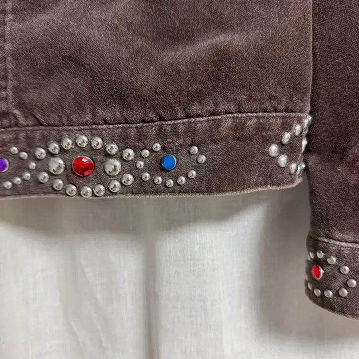 [BUNJANG] Number (N)ine 03AW Gemstone Studded Velour Trucker Jacket / 넘버나인 / 03aw 잼스톤 스터드 비즈 트러커 자켓 / 2
