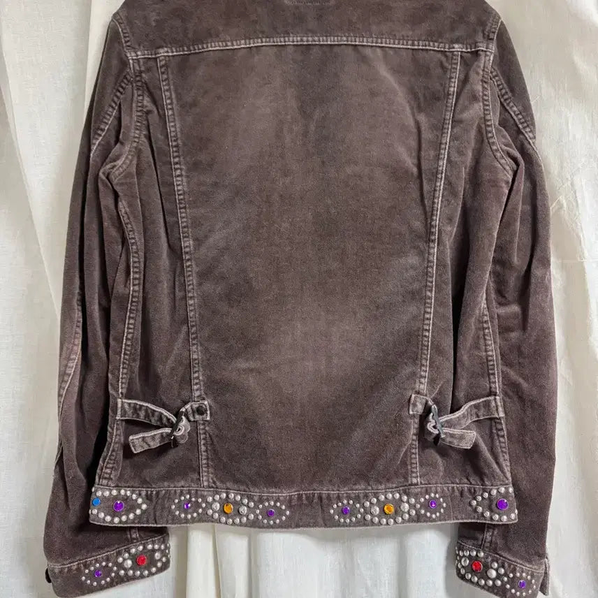 [BUNJANG] Number (N)ine 03AW Gemstone Studded Velour Trucker Jacket / 넘버나인 / 03aw 잼스톤 스터드 비즈 트러커 자켓 / 2