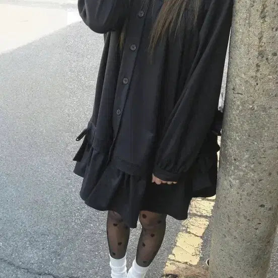 [SOLD OUT] Chemehc 체메씨 보우프릴원피스 블랙