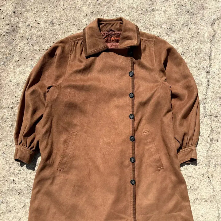 [BUNJANG] Yves Saint Laurent 90s Suede Coat / (M) 90s 재팬 입생로랑 레이디 브라운 싱글 버튼 스웨이드 코트
