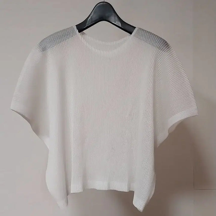 [BUNJANG] Pleats Please Issey Miyake Mesh Pleated Short Sleeve Top / 플리츠플리즈 이세이미야케 메쉬 플리츠 반팔 탑 3사이즈 화이트