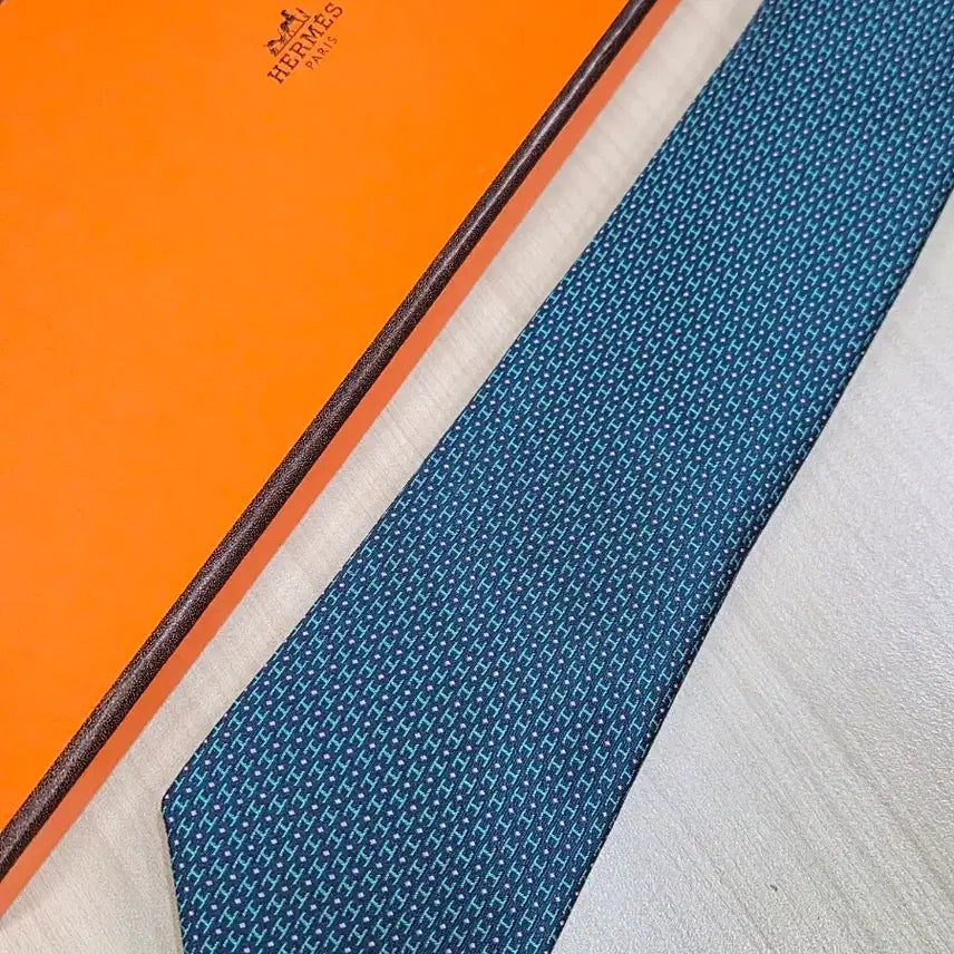 [BUNJANG] Hermes Silk Necktie - Teal Green / 에르메스 청녹색 실크넥타이