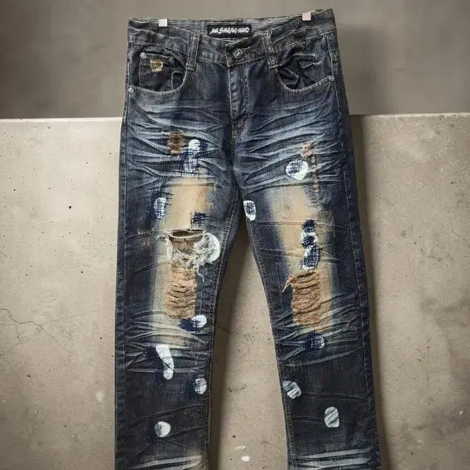 [BUNJANG] MU SHENG HUO Vintage Washed Denim Jeans / JAPAN 빈티지 MU SHENG HUO 데미지 워싱 청바지