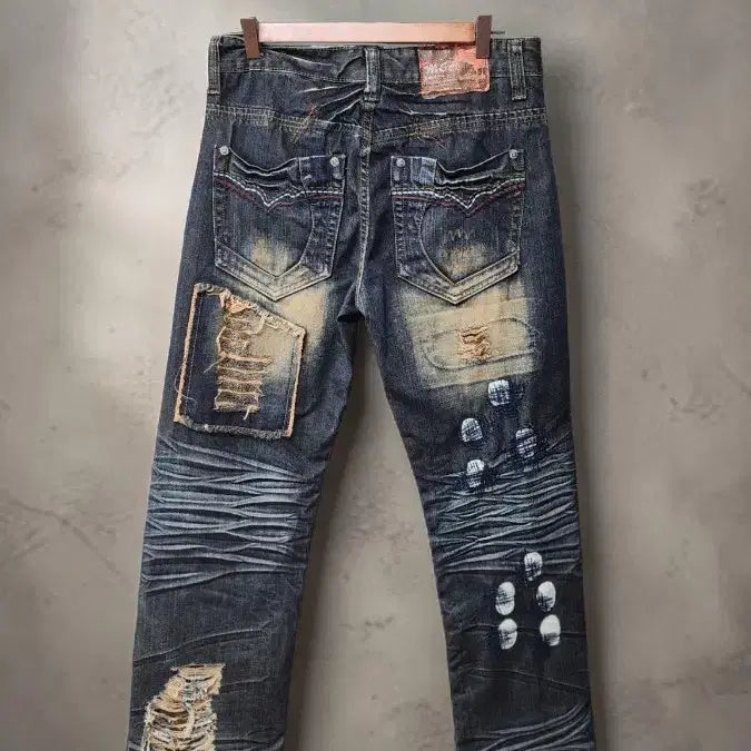 [BUNJANG] MU SHENG HUO Vintage Washed Denim Jeans / JAPAN 빈티지 MU SHENG HUO 데미지 워싱 청바지