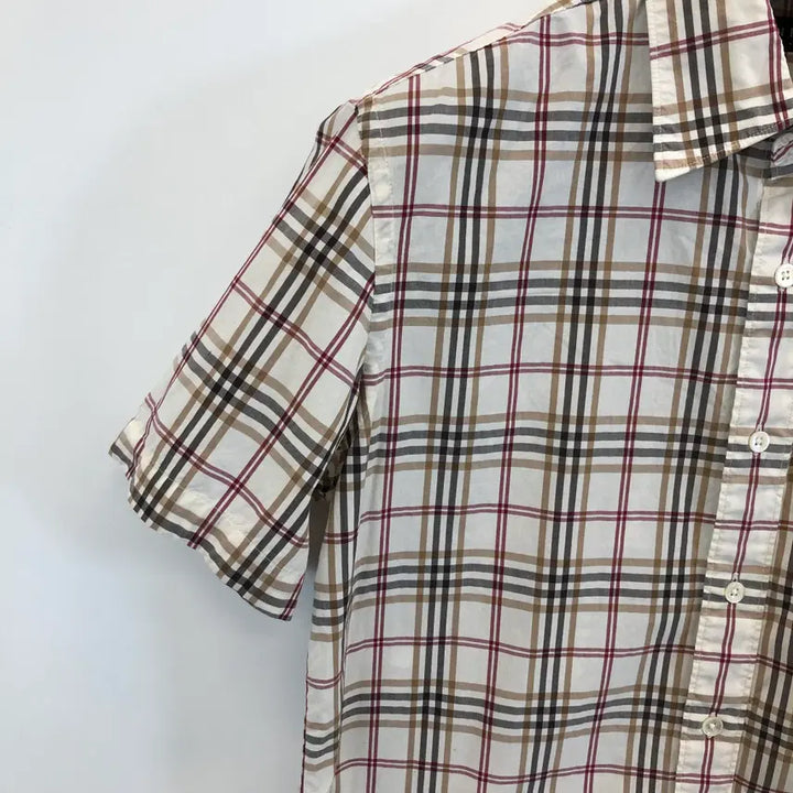 [BUNJANG] Beanpole Embroidered Logo Short-Sleeve Check Shirt (Size 95) / 빈폴 자수로고 반팔체크셔츠 95