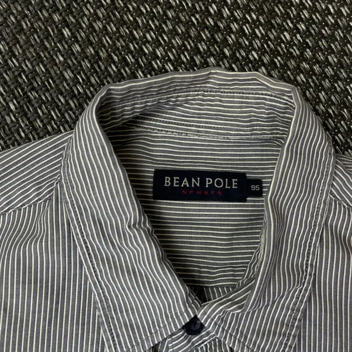[BUNJANG] Beanpole Striped Gray Short Sleeve Shirt / 빈폴 스트라이프 그레이 반팔 셔츠 95
