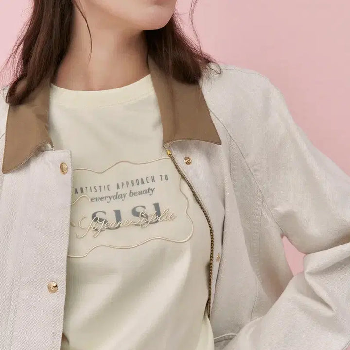 [BUNJANG] SJSJ Color Block Denim Jacket (Oatmeal) / 한섬 sjsj 컬러 블록 데님 자켓(오트밀)