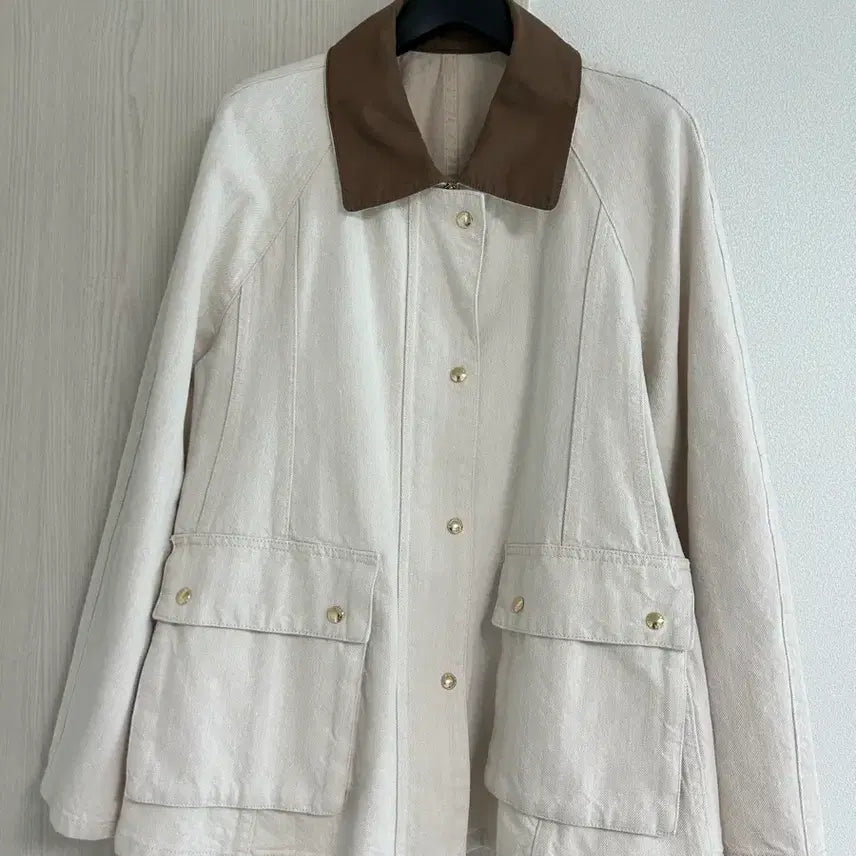 [BUNJANG] SJSJ Color Block Denim Jacket (Oatmeal) / 한섬 sjsj 컬러 블록 데님 자켓(오트밀)