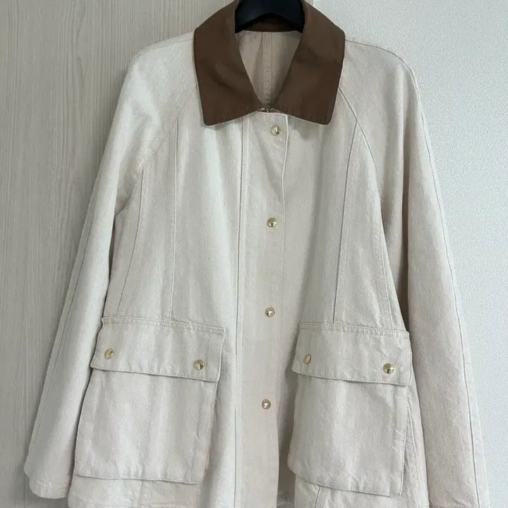 [BUNJANG] SJSJ Color Block Denim Jacket (Oatmeal) / 한섬 sjsj 컬러 블록 데님 자켓(오트밀)