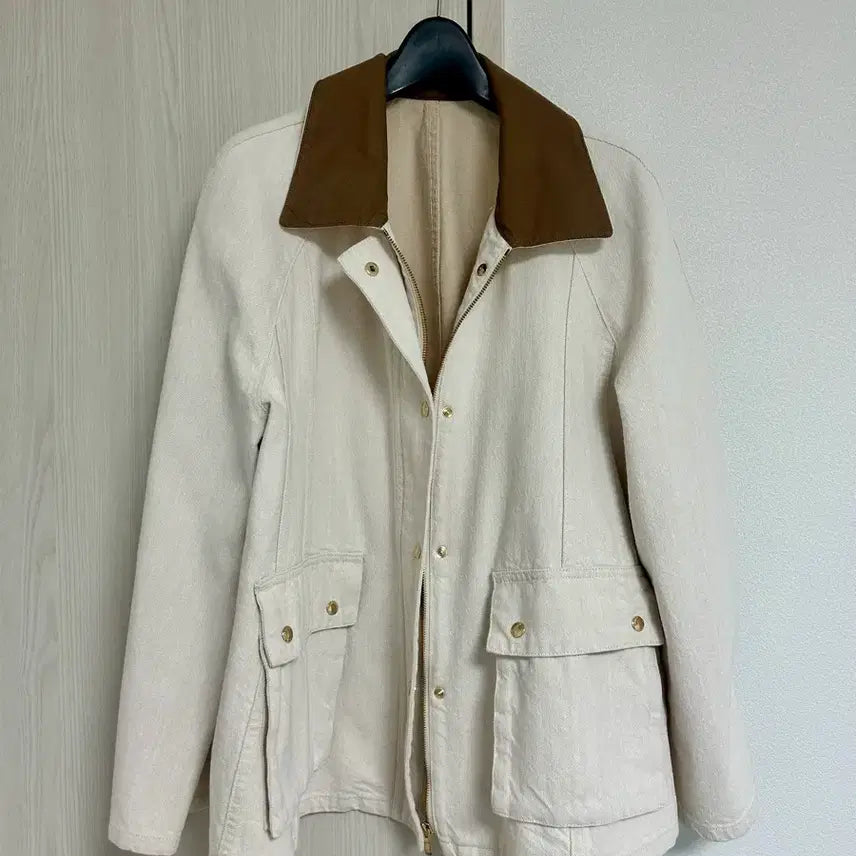[BUNJANG] SJSJ Color Block Denim Jacket (Oatmeal) / 한섬 sjsj 컬러 블록 데님 자켓(오트밀)