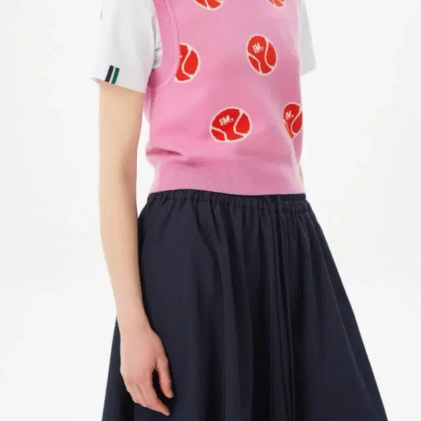 [BUNJANG] Lucky Marche Tennis Knit Vest Pink / 럭키 마르쉐 테니스 니트 베스트