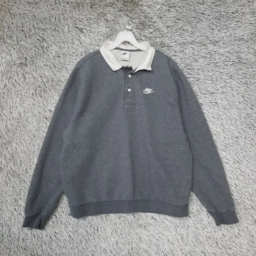 [BUNJANG] Nike Classic Gray Colorblock Anorak Sweatshirt / 나이키 그레이 카라넥 아노락 클래식 맨투맨 2100826
