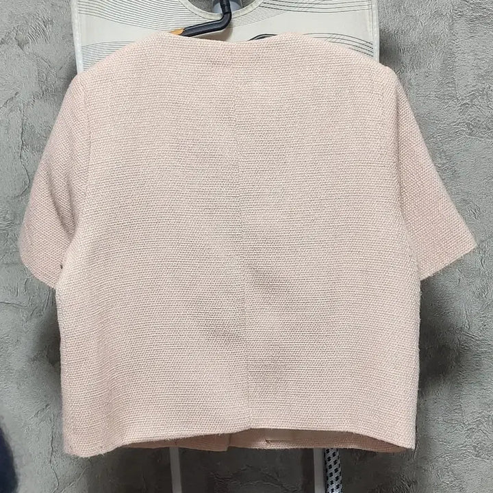 [BUNJANG] JJ JIGOTT Pink Tweed Short Sleeve Jacket / JJ지고트 핑크 트위드 반팔 자켓