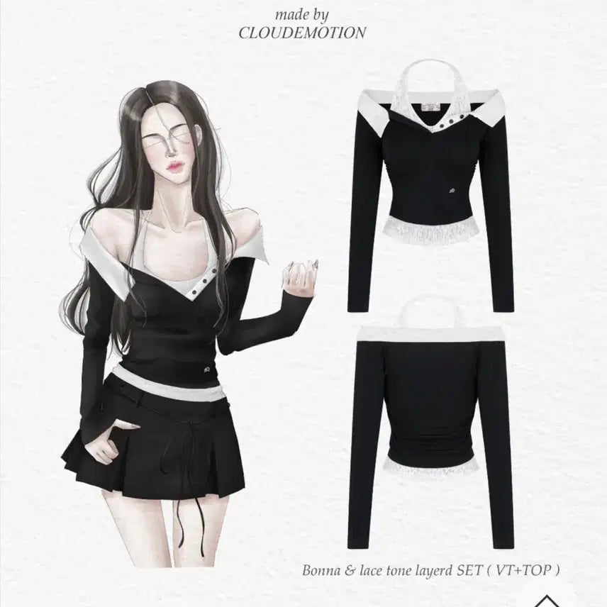 [BUNJANG] Cloud Emotion Bona Top Black / 클라우드 이모션 보나탑 블랙