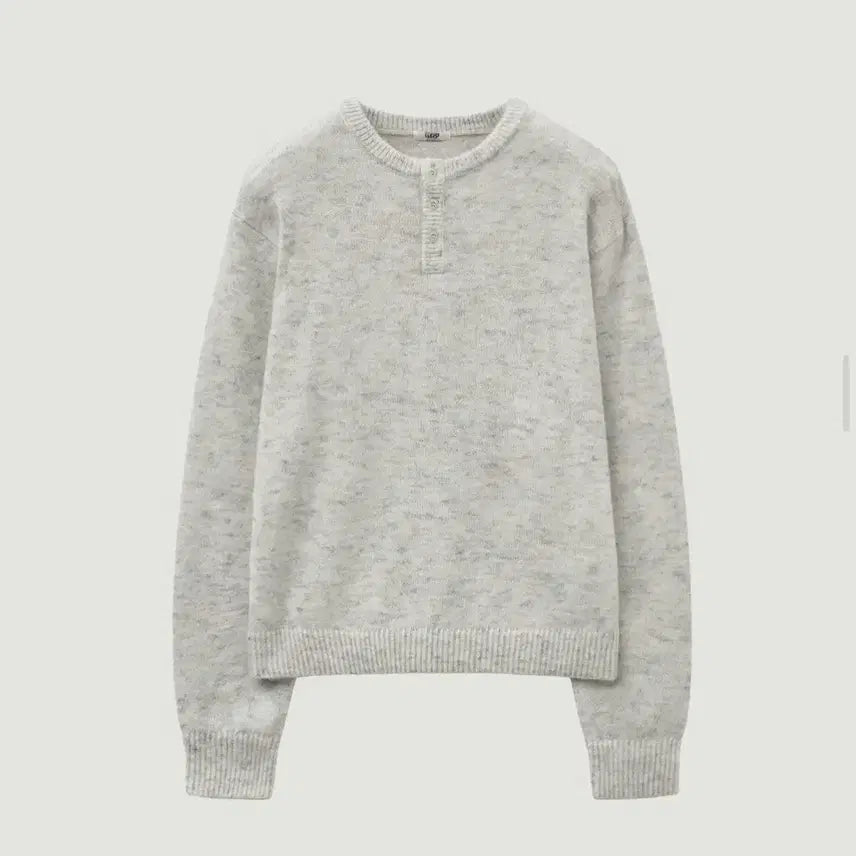 [BUNJANG] ELMOOD Pablo Brushed Mohair Wool Henley Neck Knit (Size 44) / 엘무드-파블로 브러시드 모헤어 울 헨리넥 니트 (44)