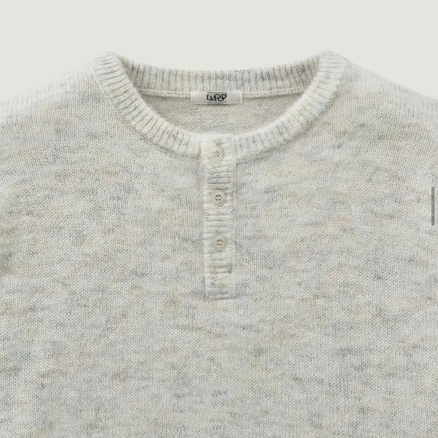 [BUNJANG] ELMOOD Pablo Brushed Mohair Wool Henley Neck Knit (Size 44) / 엘무드-파블로 브러시드 모헤어 울 헨리넥 니트 (44)