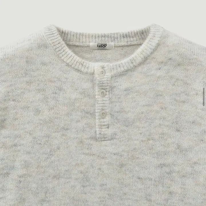[BUNJANG] ELMOOD Pablo Brushed Mohair Wool Henley Neck Knit (Size 44) / 엘무드-파블로 브러시드 모헤어 울 헨리넥 니트 (44)