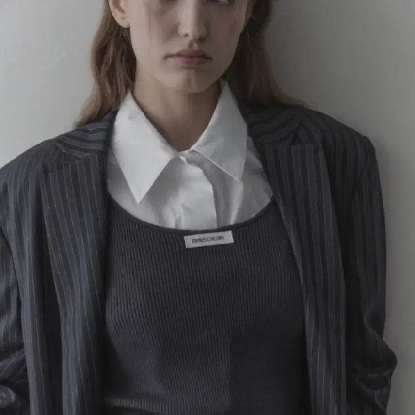[BUNJANG] MAUSOLEUM Striped Oversized Fit Jacket (Grey) / [새상품] 마우솔레움 MAUSOLEUM 스트라이프 오버핏 자켓