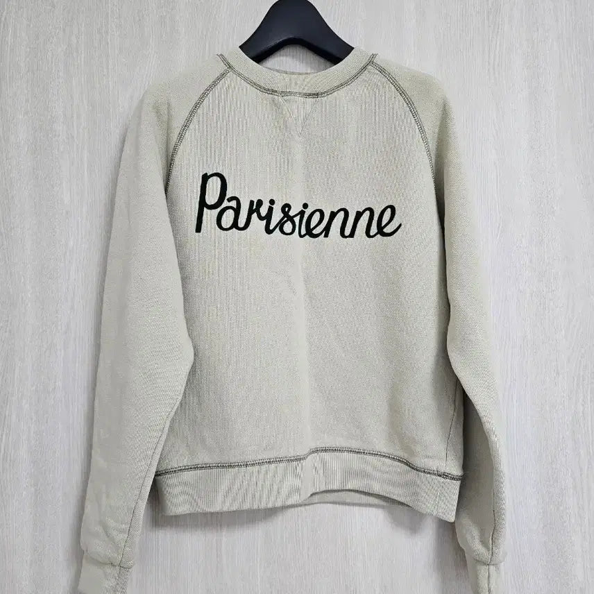 [BUNJANG] Maison Kitsune Parisienne Mint Beige Cotton Sweatshirt / 메종키츠네 정품 파리지앵 맨투맨 (XS/민트베이지)-정품/상태최상