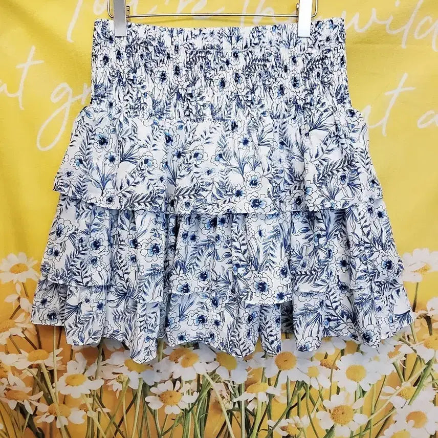 [BUNJANG] Satin Floral Tiered Mini Skirt / SATIN  플라워 캉캉 미니 밴딩스커트 22년상품 27