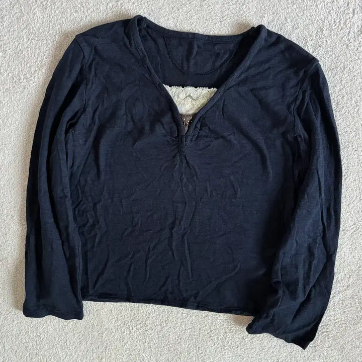 [BUNJANG] Vintage Navy Dot Lace Point Inner Top / 일본빈티지 네이비 도트 레이스 포인트 이너 탑
