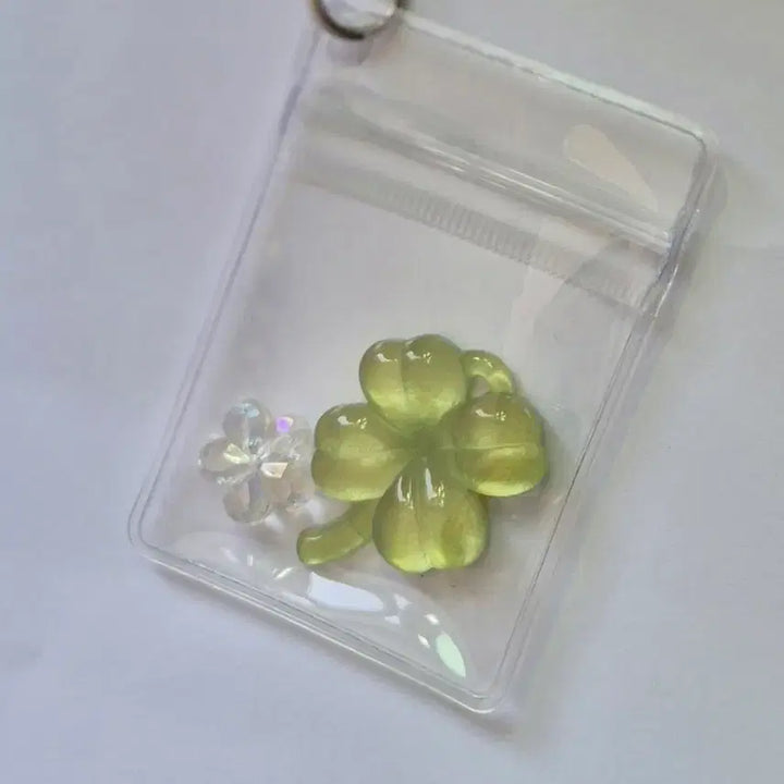 [BUNJANG] Clover Mini Zipper Pack Keyring / 클로버 미니 지퍼팩 키링 / 실버 하트 고리 가방 키홀더