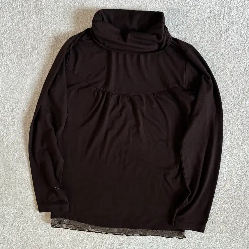 [BUNJANG] Vintage Brown Lace Hem Inner Top / 일본빈티지 브라운 하단 레이스 이너 탑