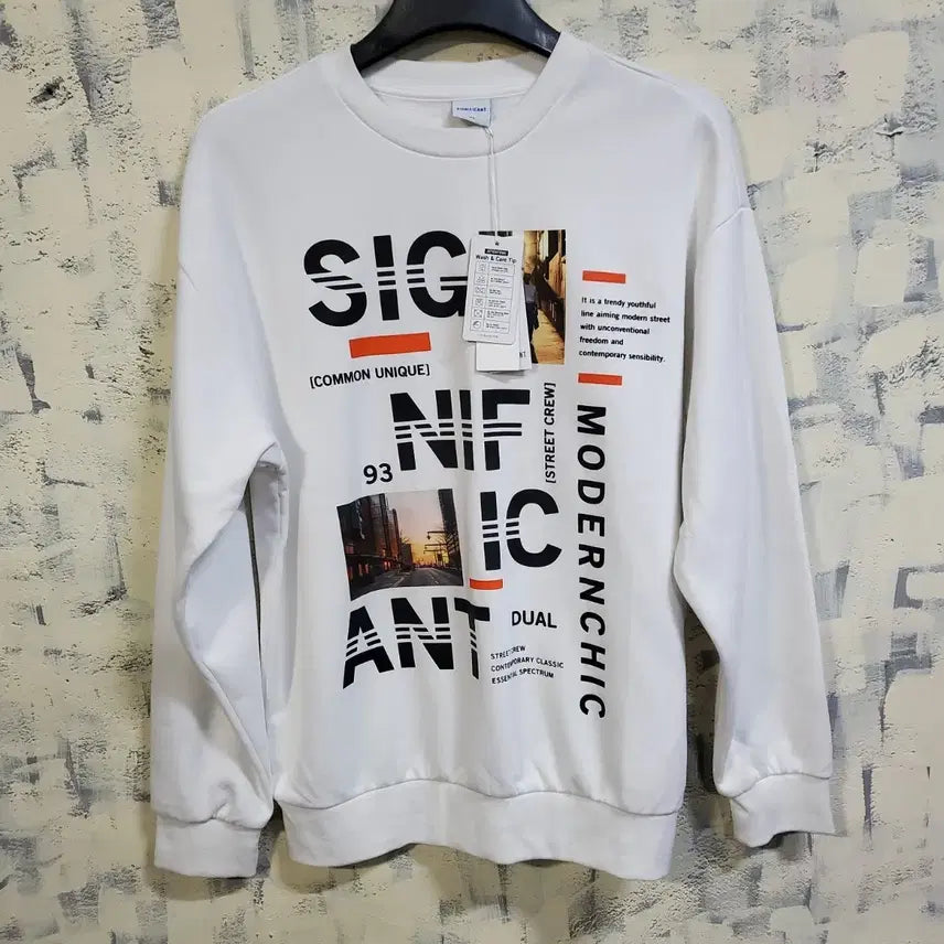 [BUNJANG] SIGNIFICANT White Fleece Printed Sweatshirt 100 / (새상품)SIGNIFICANT 기모 흰색 프린팅 맨투맨 티셔츠 100