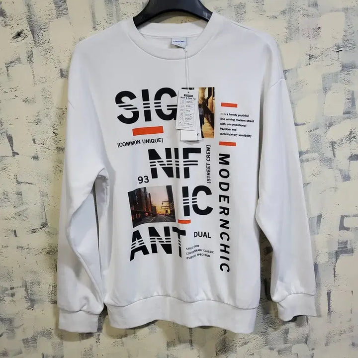 [BUNJANG] SIGNIFICANT White Fleece Printed Sweatshirt 100 / (새상품)SIGNIFICANT 기모 흰색 프린팅 맨투맨 티셔츠 100