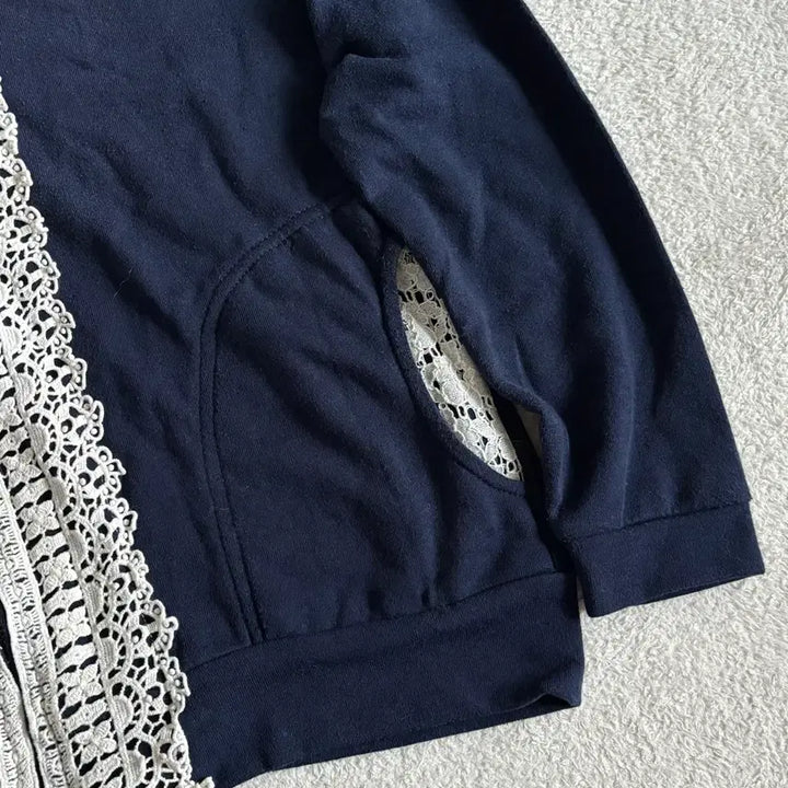 [BUNJANG] Sorridere Navy Lace Point Hooded Zip-Up Jacket / 일본빈티지 sorridere 네이비 레이스포인트 후드집업