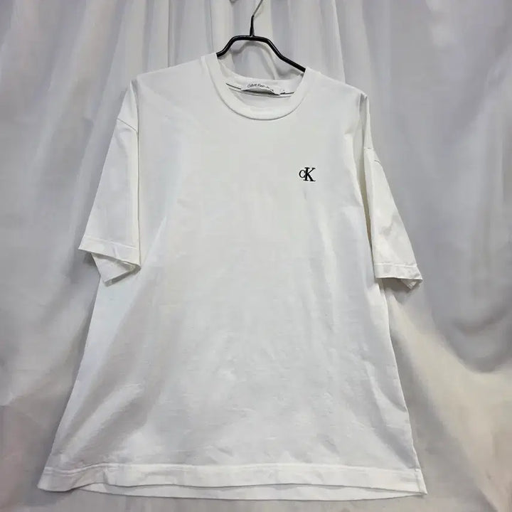 [BUNJANG] Calvin Klein Unisex Logo Short Sleeve T-Shirt White Size 95 / 캘빈클라인 CK 남녀공용로고 흰색 반팔95