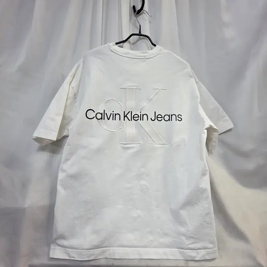 [BUNJANG] Calvin Klein Unisex Logo Short Sleeve T-Shirt White Size 95 / 캘빈클라인 CK 남녀공용로고 흰색 반팔95