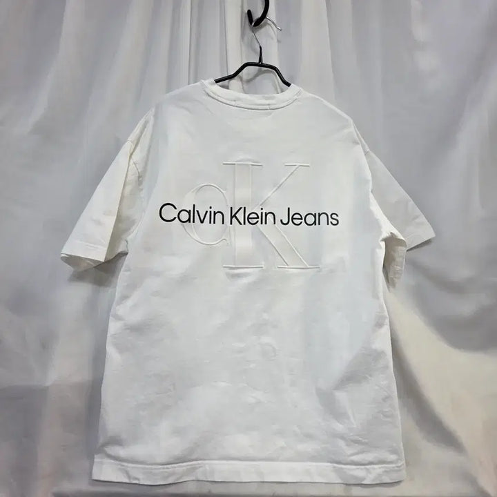 [BUNJANG] Calvin Klein Unisex Logo Short Sleeve T-Shirt White Size 95 / 캘빈클라인 CK 남녀공용로고 흰색 반팔95