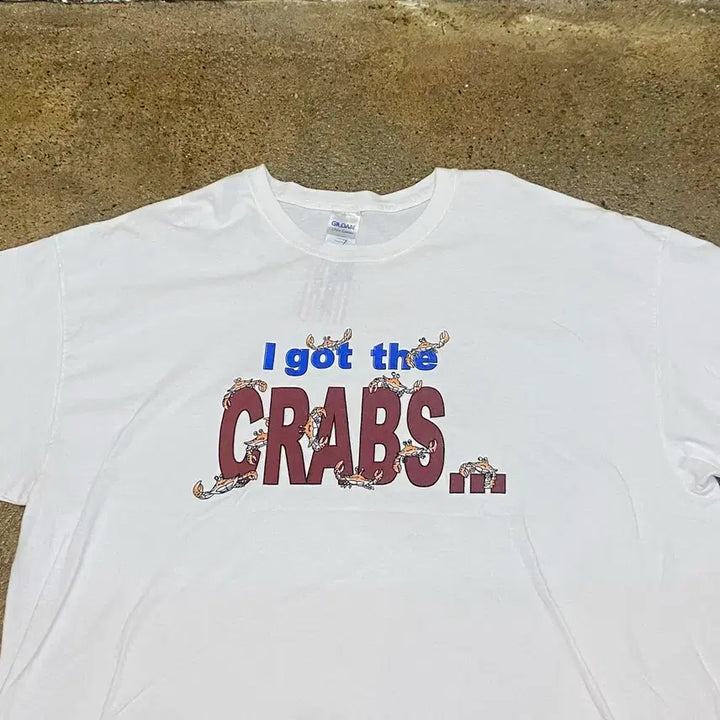 [BUNJANG] Gildan CRABS Graphic T-shirt / 미국 빈티지 길단 CRABS 크랩 포인트 유니크 반팔티 흰티셔츠 빅사이즈
