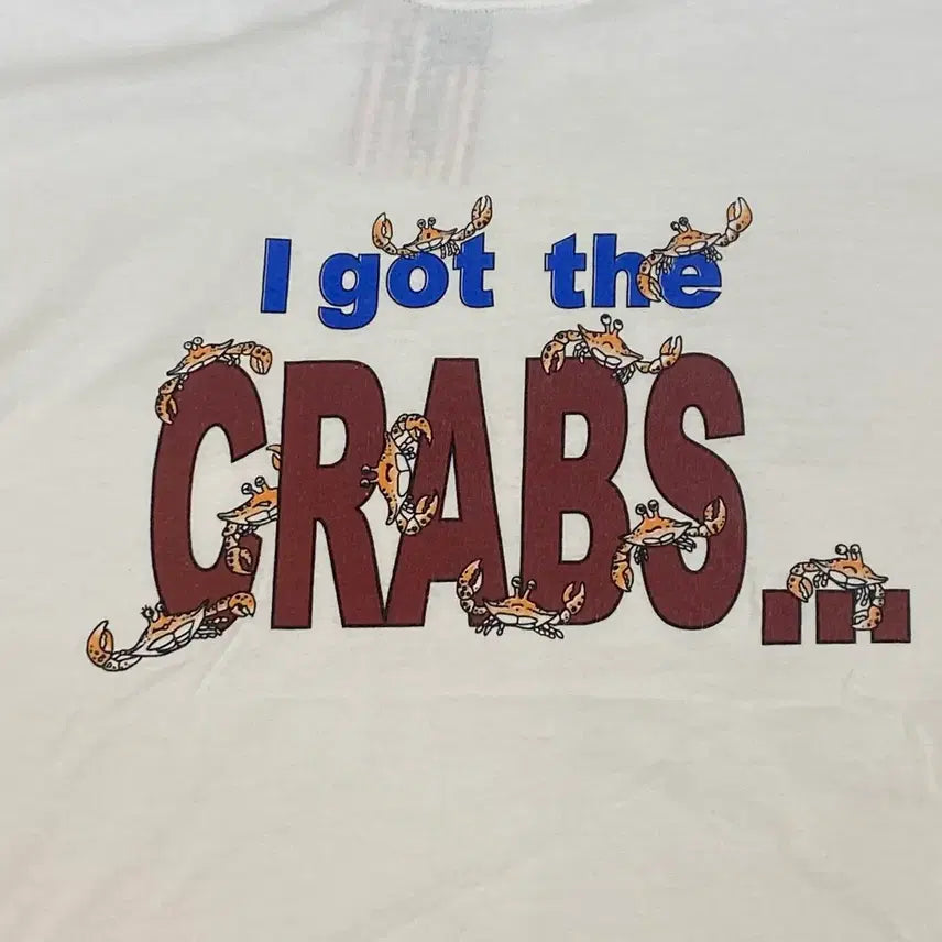 [BUNJANG] Gildan CRABS Graphic T-shirt / 미국 빈티지 길단 CRABS 크랩 포인트 유니크 반팔티 흰티셔츠 빅사이즈