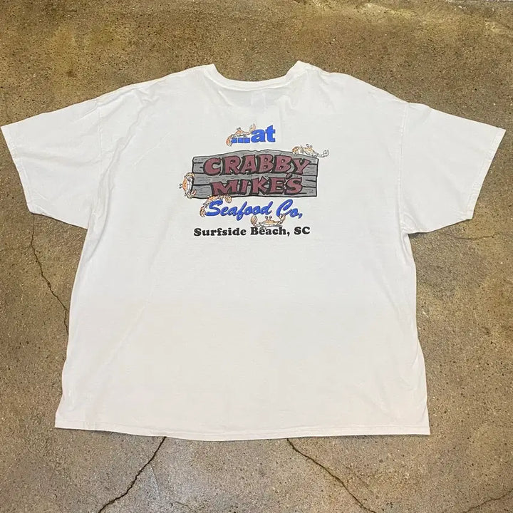 [BUNJANG] Gildan CRABS Graphic T-shirt / 미국 빈티지 길단 CRABS 크랩 포인트 유니크 반팔티 흰티셔츠 빅사이즈