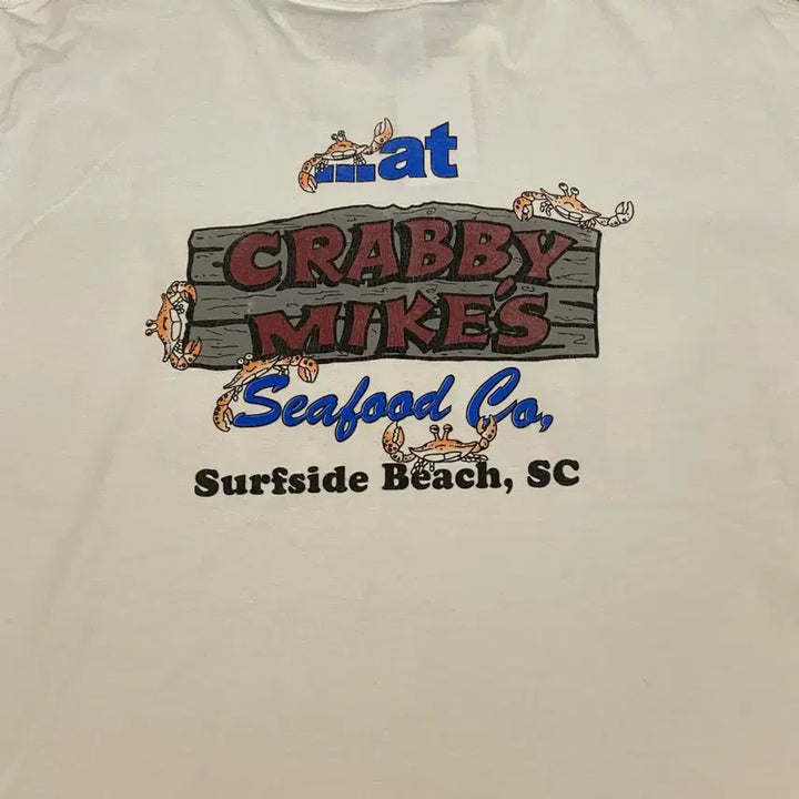[BUNJANG] Gildan CRABS Graphic T-shirt / 미국 빈티지 길단 CRABS 크랩 포인트 유니크 반팔티 흰티셔츠 빅사이즈
