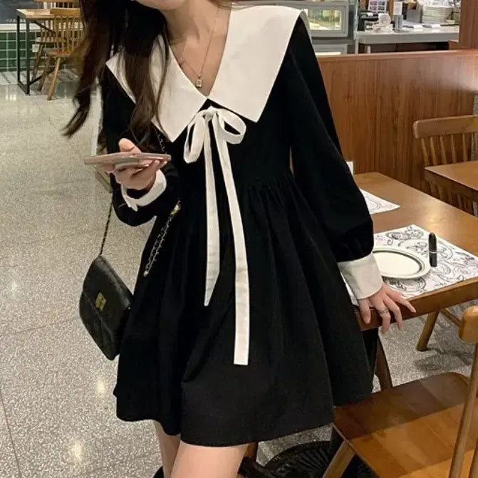 [BUNJANG] Sailor Collar Color-Block Mini Dress - Small / [미착용]세일러카라 배색 미니원피스-S