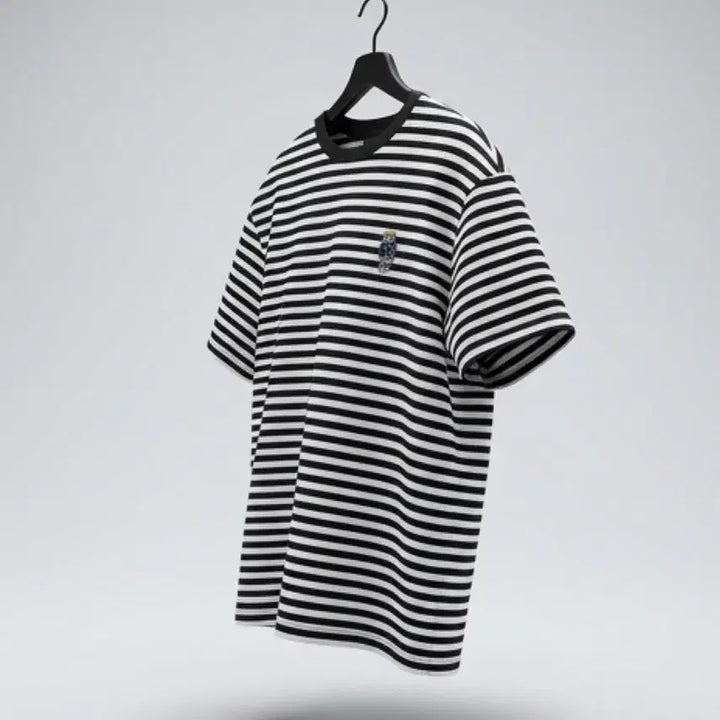 [BUNJANG] Yale Logo Striped Short-Sleeve T-Shirt / 남성XL / 예일 로고 단가라 반팔티셔츠BK 11-16