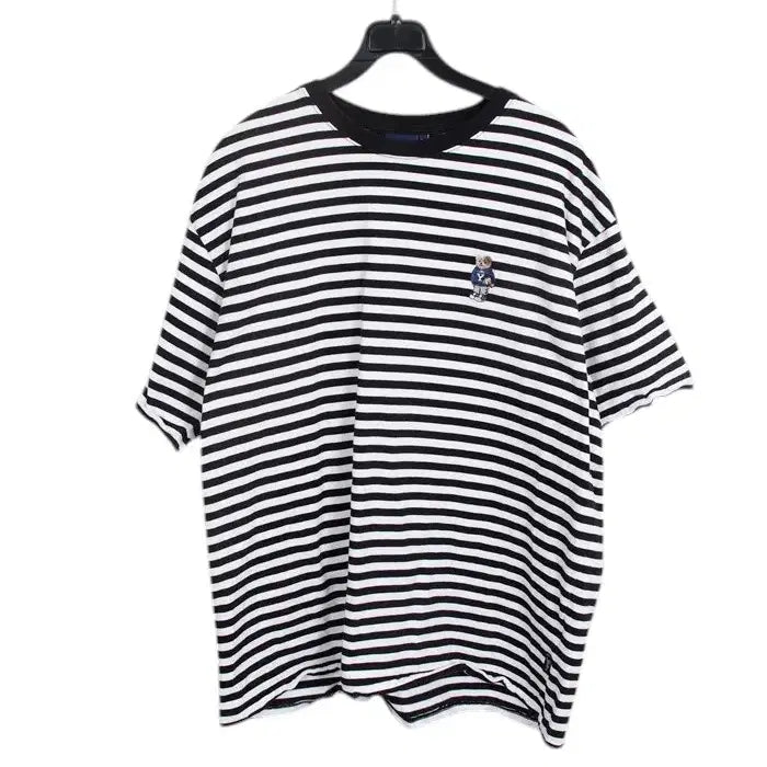 [BUNJANG] Yale Logo Striped Short-Sleeve T-Shirt / 남성XL / 예일 로고 단가라 반팔티셔츠BK 11-16