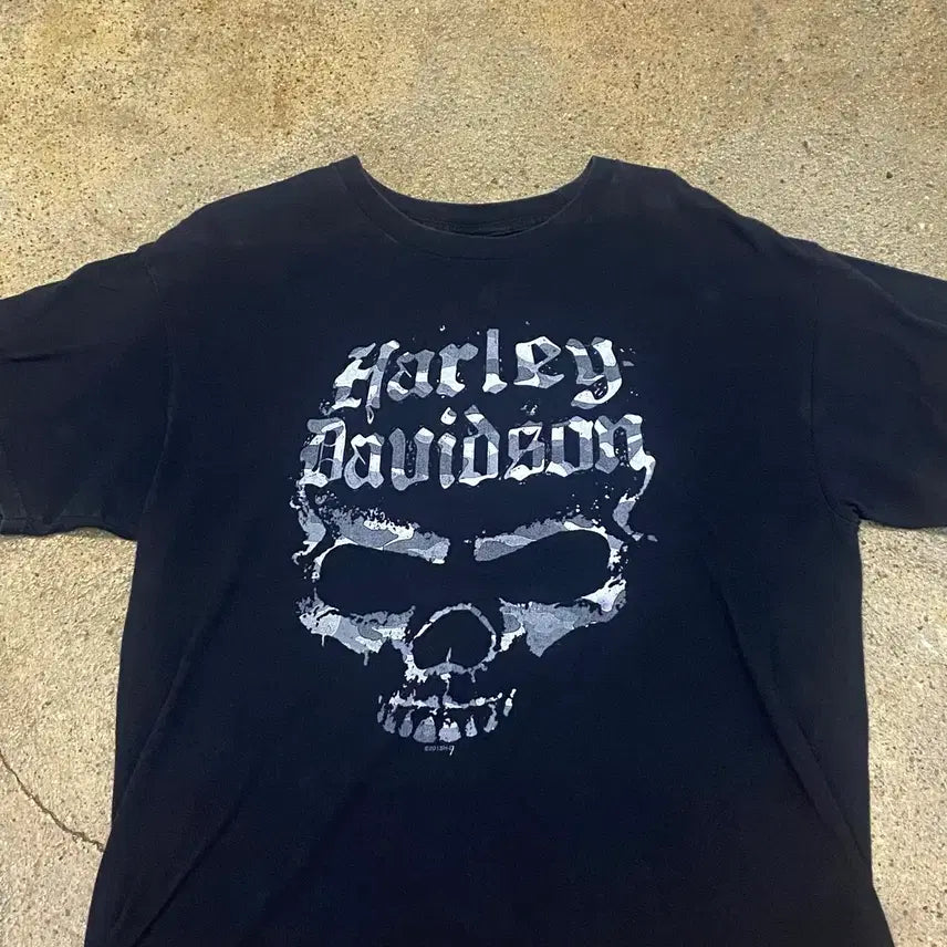 [BUNJANG] Harley Davidson Skull Logo Vintage T-shirt / 미국 빈티지 할리데이비슨 해골 스컬 로고 반팔티