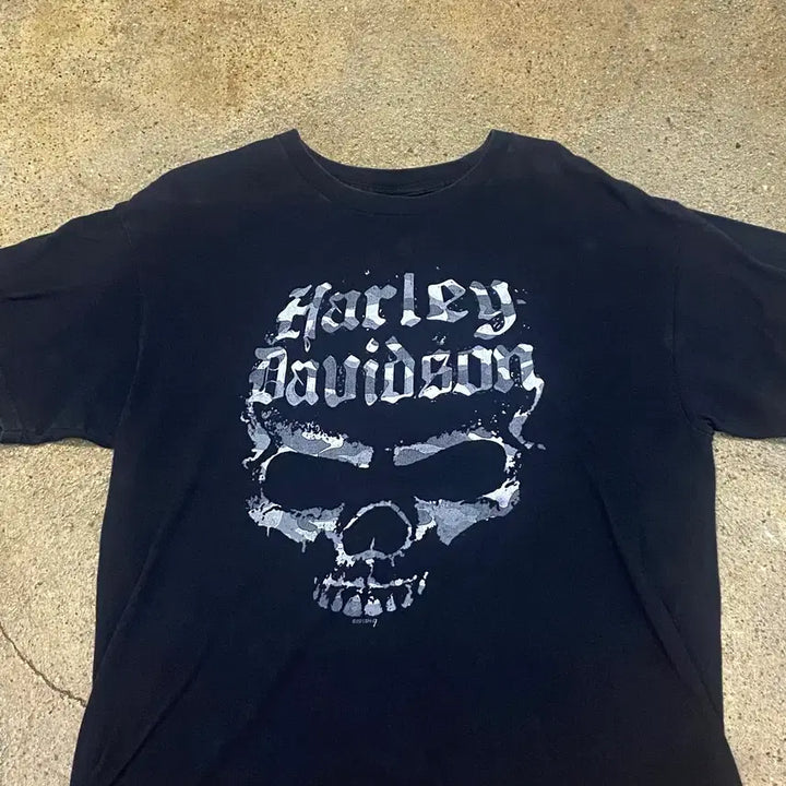 [BUNJANG] Harley Davidson Skull Logo Vintage T-shirt / 미국 빈티지 할리데이비슨 해골 스컬 로고 반팔티