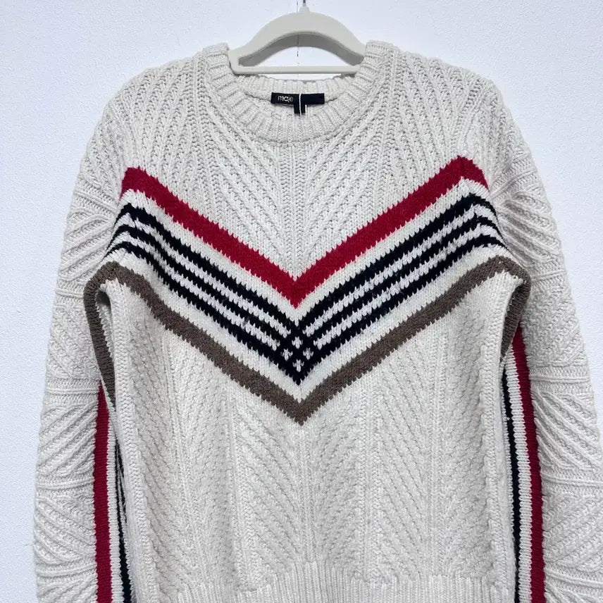 [BUNJANG] Maje Striped Point Knit / maje 마쥬 스트라이프 포인트 니트